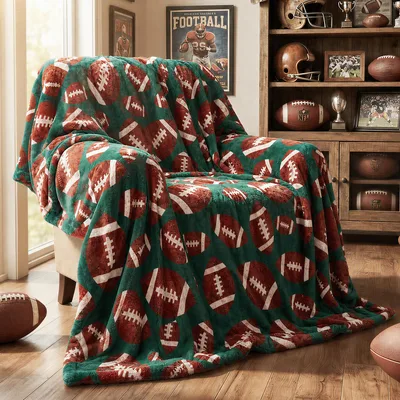 Football Pattern Game Day Blanket for Fans Who Love the Field
