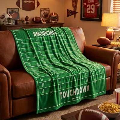 Football Field Touchdown Blanket for Game Day Fans