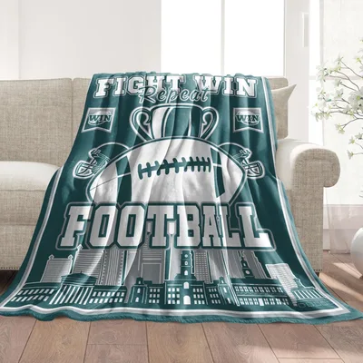 Football Fan Blanket: Fight Win Repeat Design for Game Day