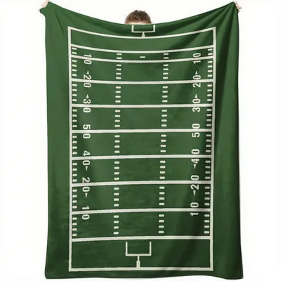 Green Football Field Design Blanket for Sports Fans