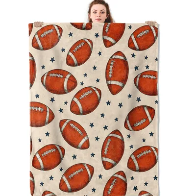 Retro Football and Stars Blanket: Vintage Ball Pattern for Fans