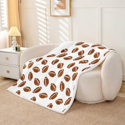 Football Balls Pattern Blanket No. 2 for Game Day Fans