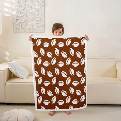 Football Balls Pattern Blanket: A Classic Brown and White Design