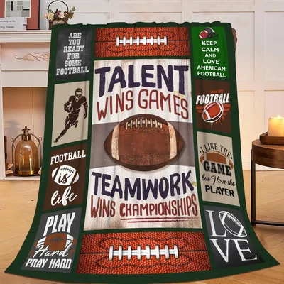 Teamwork Wins Championships Football Blanket for Sports Fans