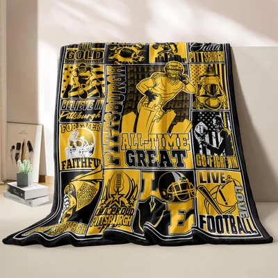 Football Great Game Gold Blanket: Pittsburgh Tribute Design