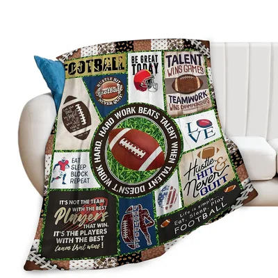 Football Inspirational Word Collage Blanket for Team Players and Fans