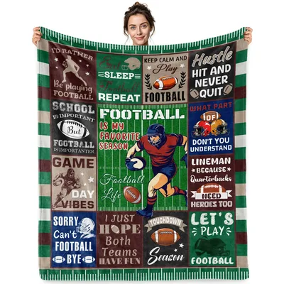 Football Word Collage Blanket for Fans Who Live the Game