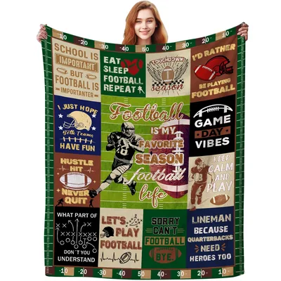 Football Quotes Collage Blanket featuring Eat Sleep Football Repeat