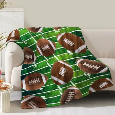 Green Football Blanket: Field Pattern Throw for Fans