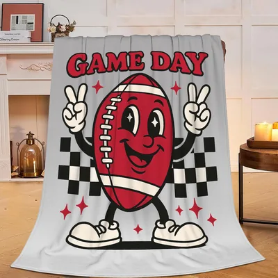 Game Day Blanket: Cheerful Football Mascot Design for Fans