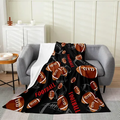 American Football Pattern Blanket featuring brown balls