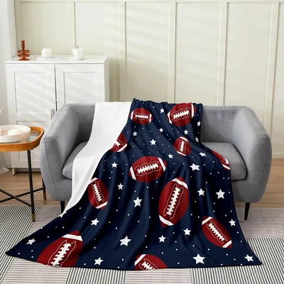Football Stars Pattern Blanket: Navy Football and Star Design