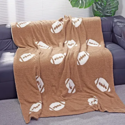 Brown Football Pattern Blanket: Cozy Throw for Game Day Fans