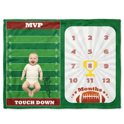 Football Baby Monthly Milestone Blanket: MVP Touchdown Design