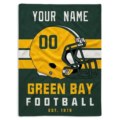 Football Helmet Team Stripes Blanket: Green Bay Football Design