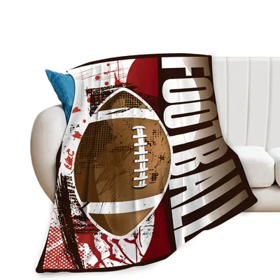 Football Ball Red Stripes Blanket: Grunge Football Design for Fans