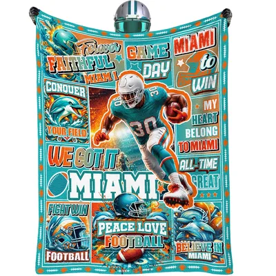 Game Day Football Fan Blanket Miami Collage Design
