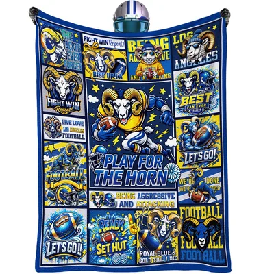 Ram Football Fan Collage Blanket: Play for the Horn Design