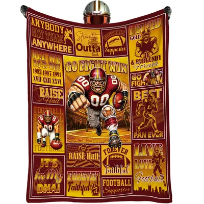 Football Fan Typography Collage Blanket features Go Fight