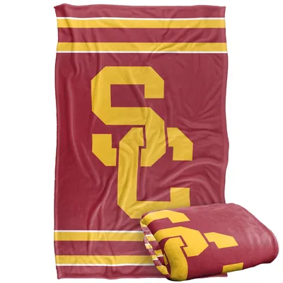 Collegiate Primary Logo Stripes Blanket featuring maroon