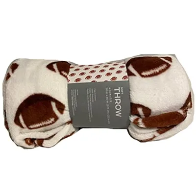 Brown Football Pattern Blanket No. 2 for Game Day Cozy