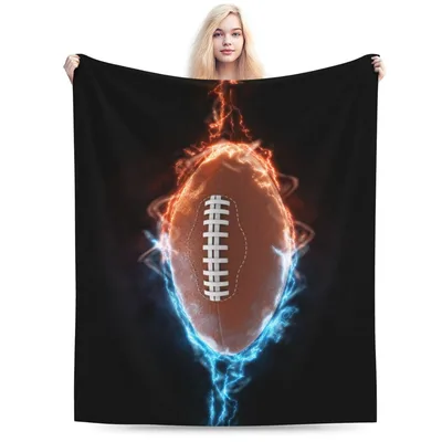 Flaming Football Lightning Design Blanket