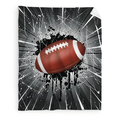 Football Bursting Through Black Blanket: Dynamic American Football Art