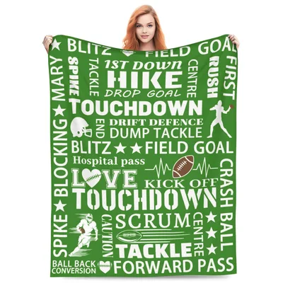 Football Terms Word Collage Blanket for Fans and Players