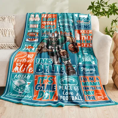 Football Game Day Quotes Blanket for Miami Team Devotion