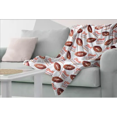 Cute Football Pattern Blanket featuring Fall Family Football text