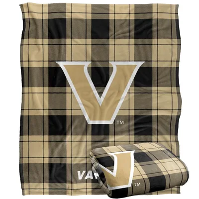 Plaid V Crest Emblem Blanket: Vanderbilt Spirit Plaid Design