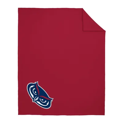 Owl Mascot Center Emblem Blanket: Florida Atlantic Owls Red Design