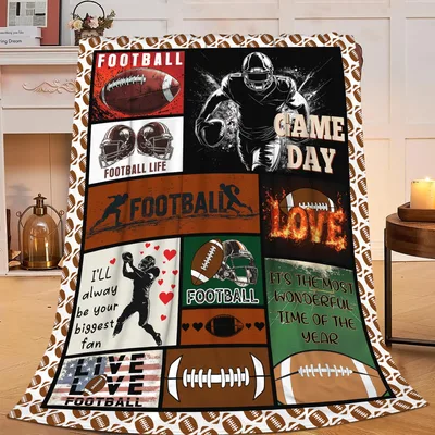 Football Life Game Day Blanket featuring a collage of helmets