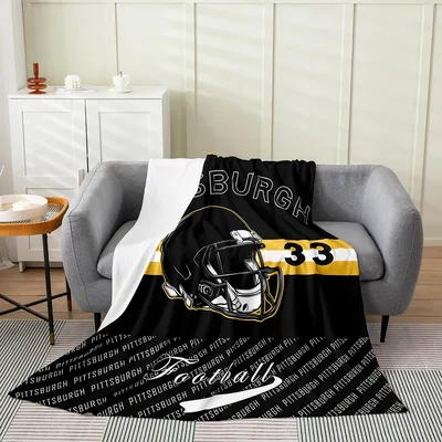 Football Helmet Stripes Design Blanket No. 2 Pittsburgh Style Throw