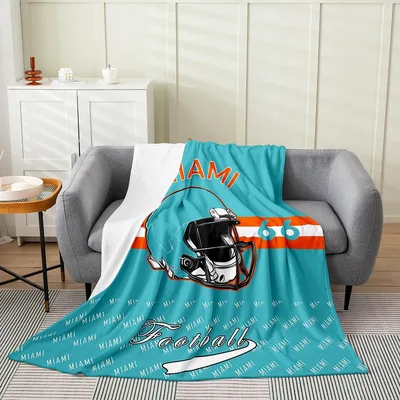 Football Helmet Team Design Blanket: Miami Style Fleece Throw for Fans