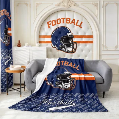 Football Helmets and Stripes Blanket for Game Day Comfort