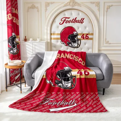 Red Football Helmet Design Blanket: San Francisco 46 Theme