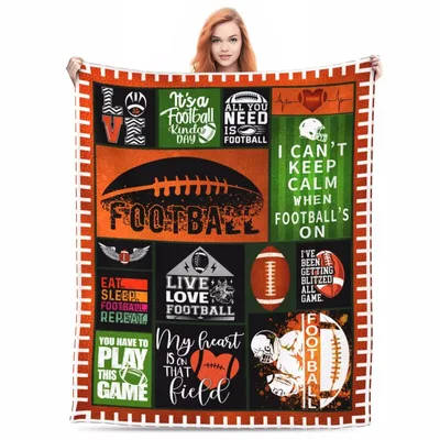 Football Words Game Day Pattern Blanket for Enthusiasts