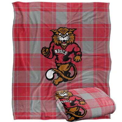 Plaid Wildcat Mascot Blanket: NDSCS Spirit Design for Fans