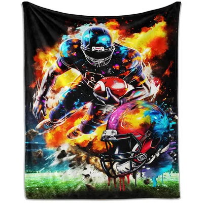 Football Player in Action Blanket: Vibrant Artwork for Fans