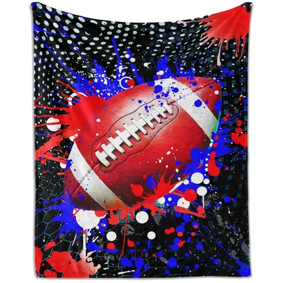 Football Splash Paint Design Blanket: Artistic Football Throw for Fans