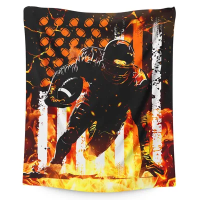 Football Player in Flames Blanket