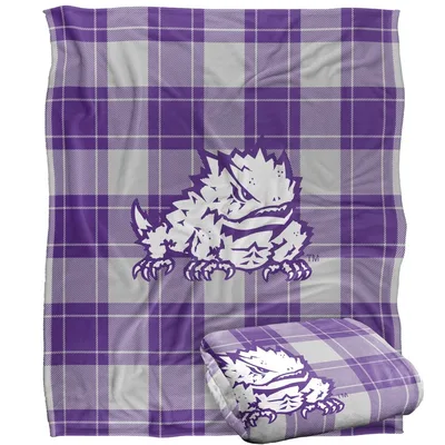 Purple Plaid Mascot Logo Blanket: Horned Frog Spirit Design