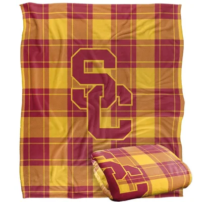 Gold Plaid Varsity Logo Blanket Campus Spirit Design