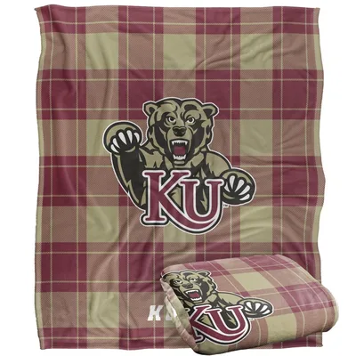 Rose Plaid Mascot Logo Blanket: Kutztown University Bear Spirit Design
