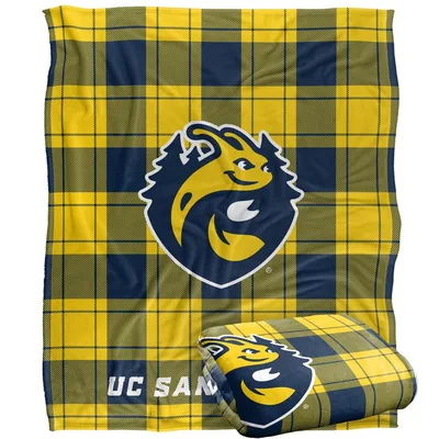 Yellow Plaid Mascot Logo Blanket: UC Santa Cruz Spirit Plush Throw