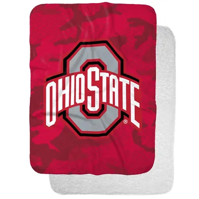 Red Camo Team Logo Blanket: Ohio State Block O Design