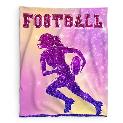 Football Girl Silhouette Glitter Blanket