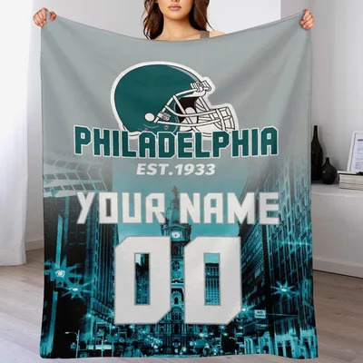 Football Helmet Jersey Number Design Blanket for City Fans