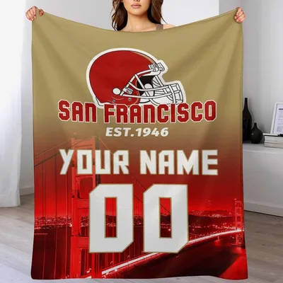 Football Helmet Jersey Number Blanket featuring San Francisco helmet